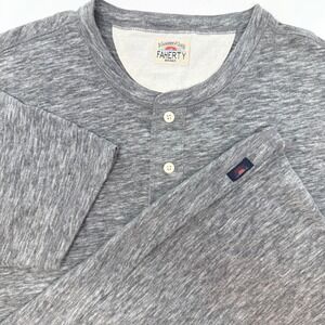 Faherty Brand Mens Small Heathered‎ Gray Short Sleeve Henley Shirt Cotton Blend